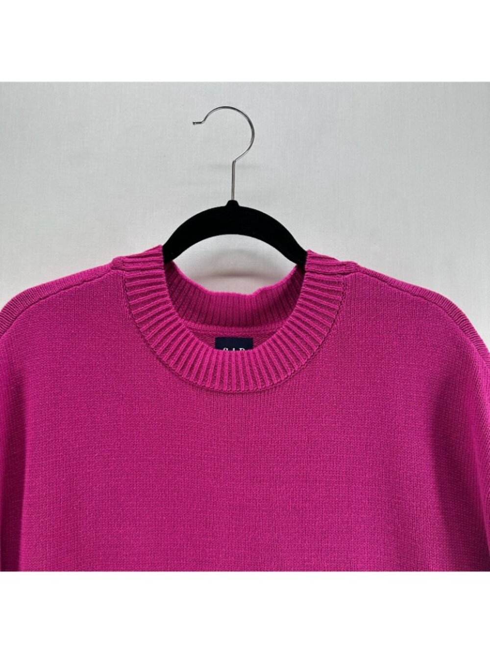 Gap Crewneck Sweater Womens 2XL Ribbed Split Hem Pullover Festival Fuchsia Pink - Picture 5 of 13
